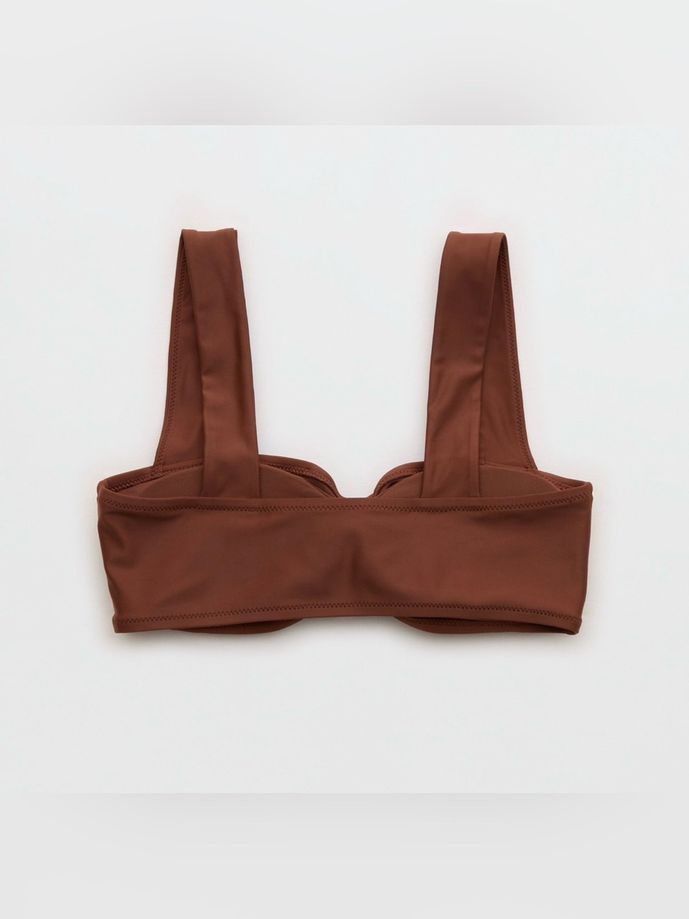 Aerie Ruched Bandeau Bikini Top Brown Wide Strap NWT - Picture 5 of 6